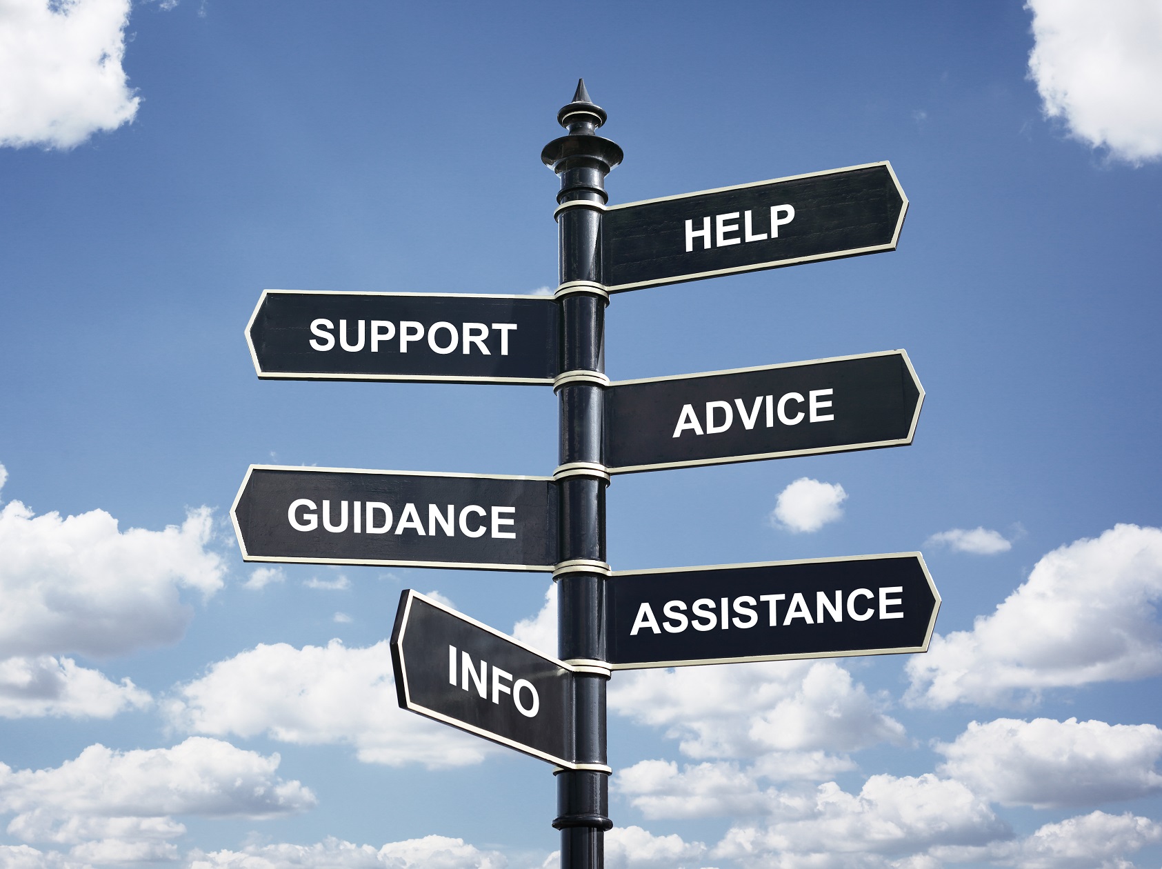A directional signpost symbolizing the support offered by Pioneer Human Services, part of the story about Pioneer Human Services and its mission.